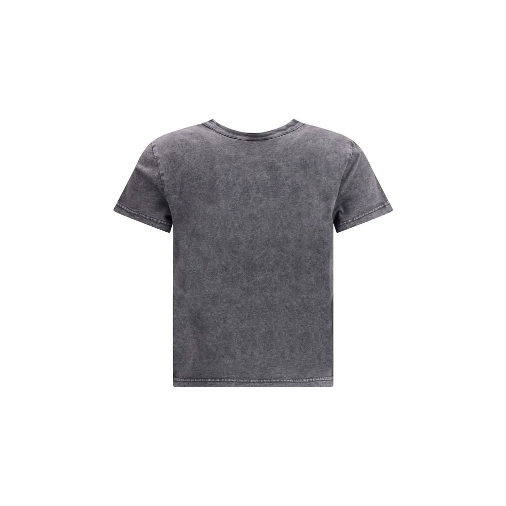 Back view of Alexander Wang Logoed T-Shirt in grey, featuring a ribbed crew neck and slim fit design with cotton composition.