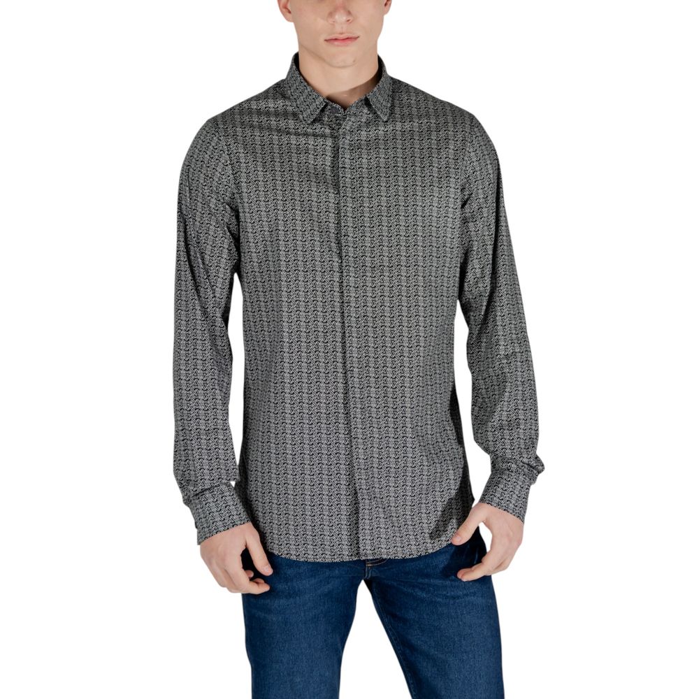 Armani Exchange Black Cotton Pattern Shirt