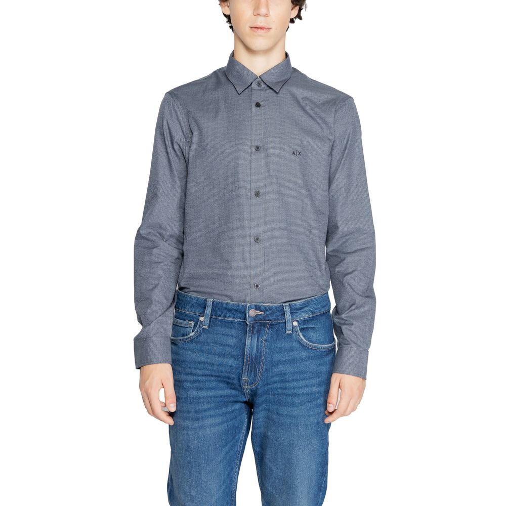 Armani Exchange Blue Cotton Dress Shirt