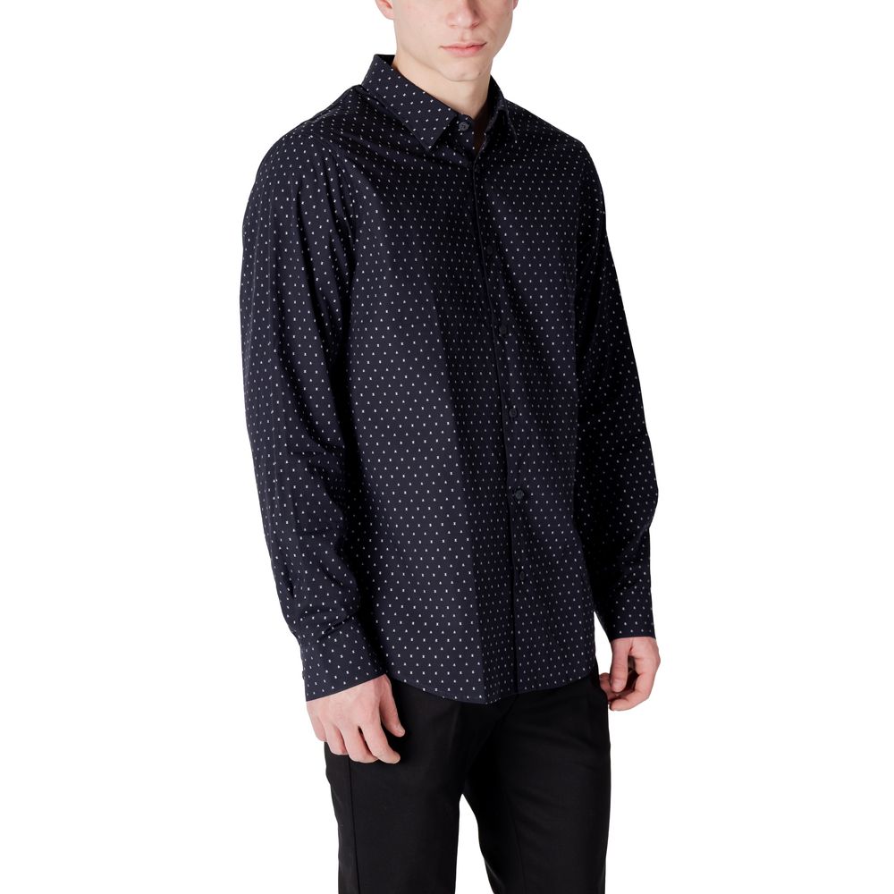 Armani Exchange Blue Cotton Pattern Shirt
