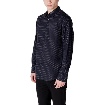 Armani Exchange Blue Cotton Pattern Shirt