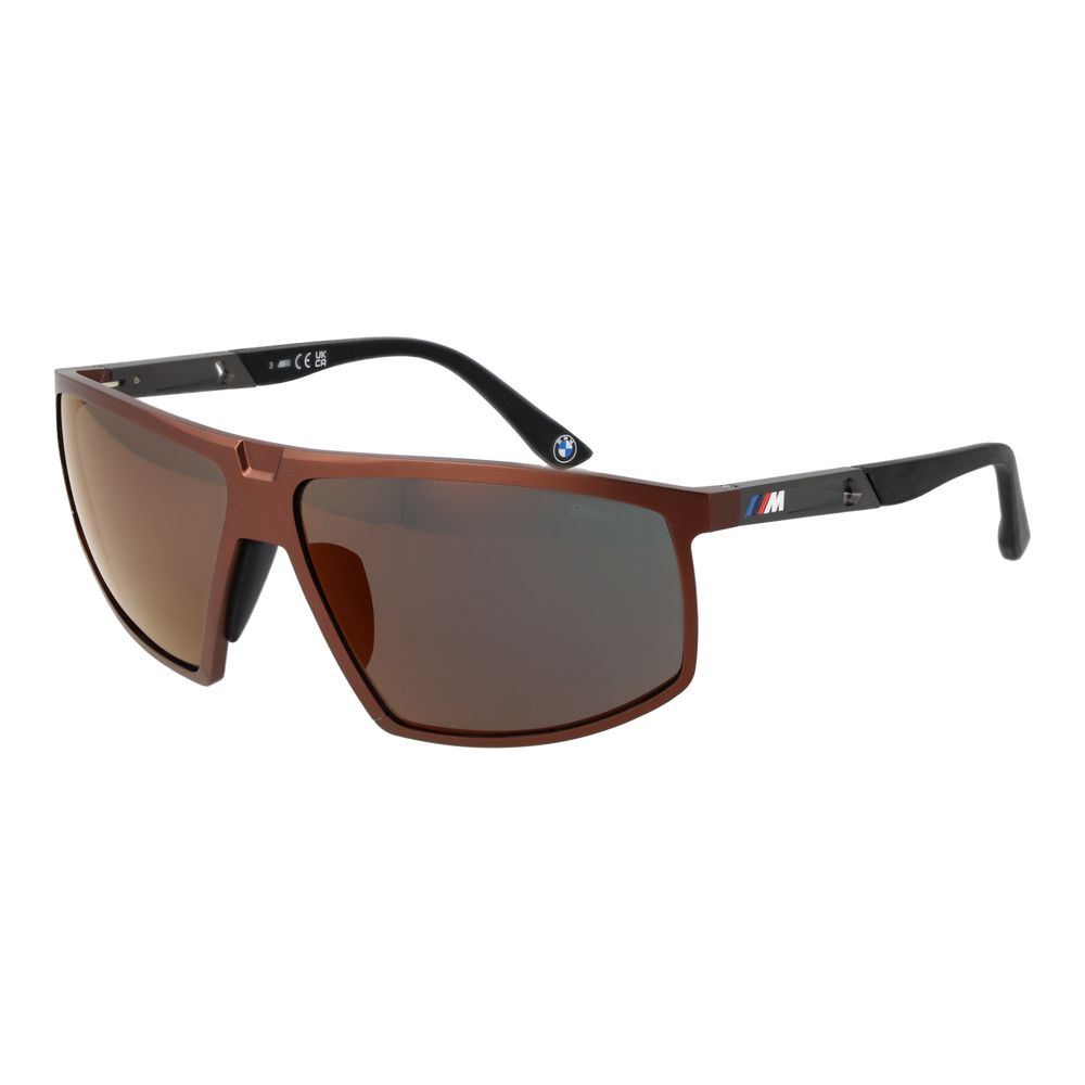 BMW Bronze Men Sunglass, sport style, bronze aluminum frame, mirrored grey lenses, full-rim, 100% UVA & UVB protection