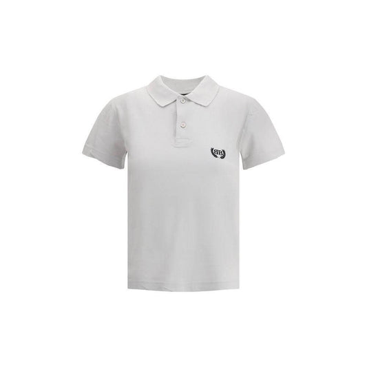 Balenciaga cotton polo shirt with classic collar, buttons, and logo design, offering a vintage worn-effect and elegant style.