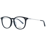 Bally Black Women Glasses Frame, square full-rim style with plastic black frame, demo lenses, and a branded case. Size 53-16-145.