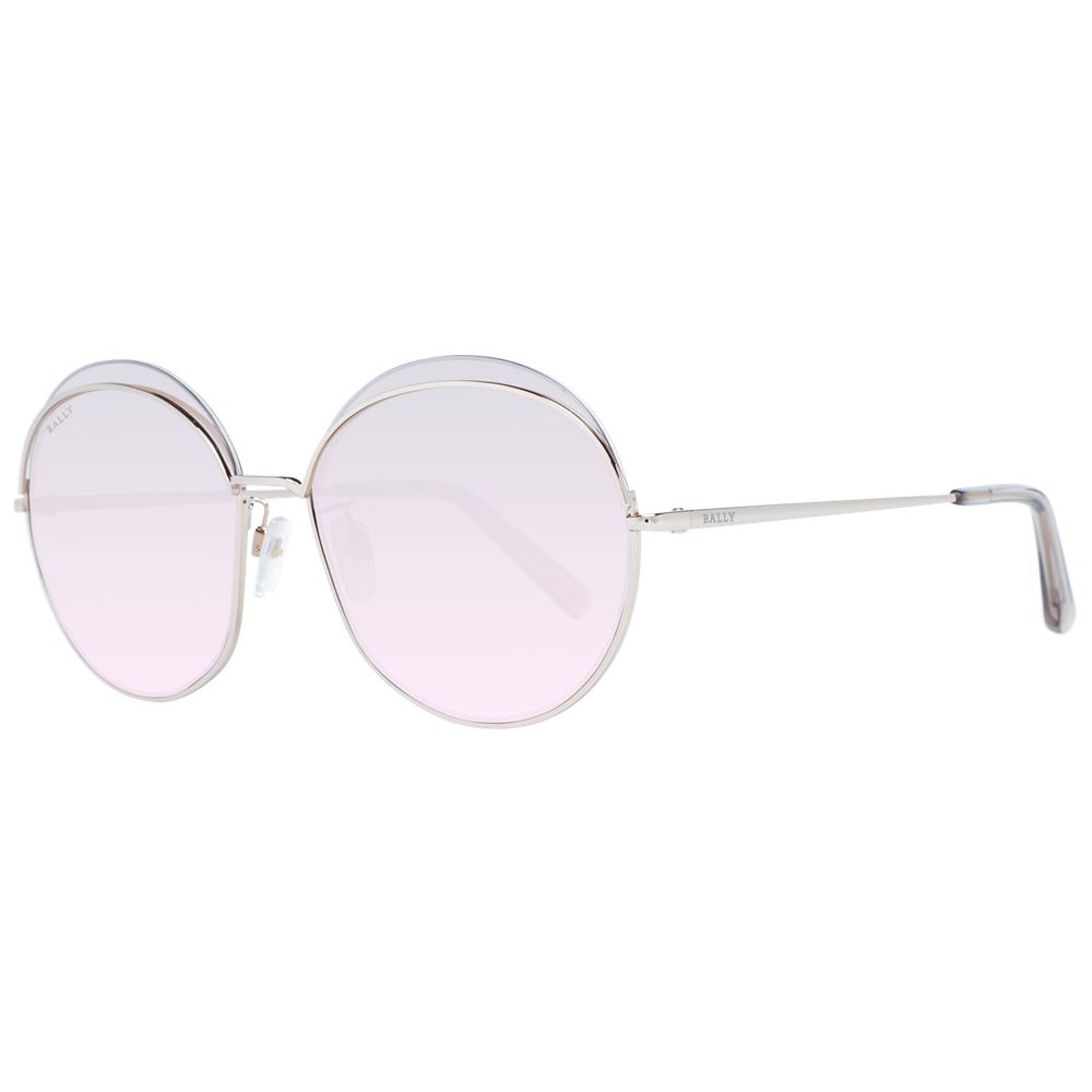 Bally Rose Gold Women Sunglass with mirrored gradient lenses, metal frame, half-rim style, and branded case included.