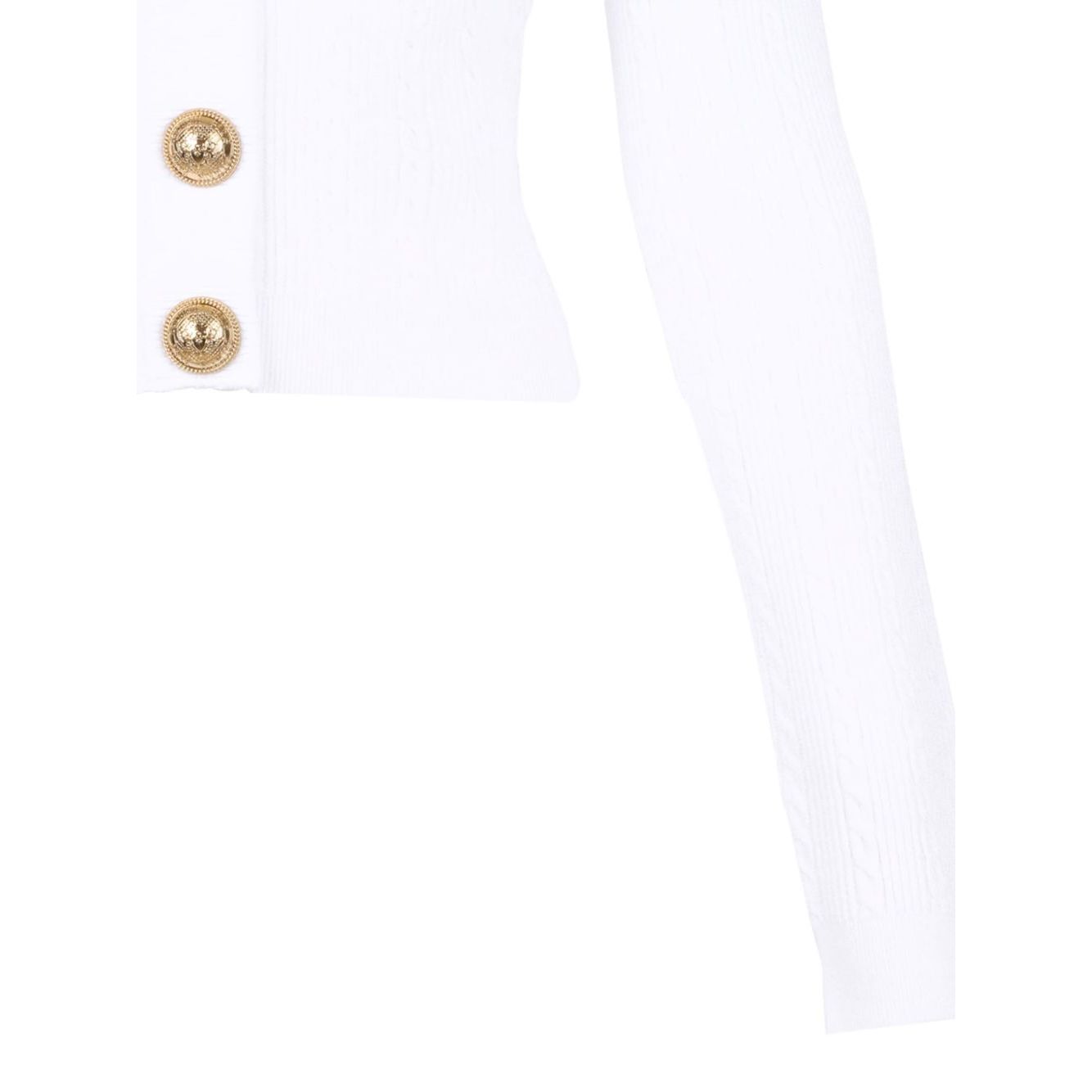 Balmain Button-Trim Cable-Knit Cardigan