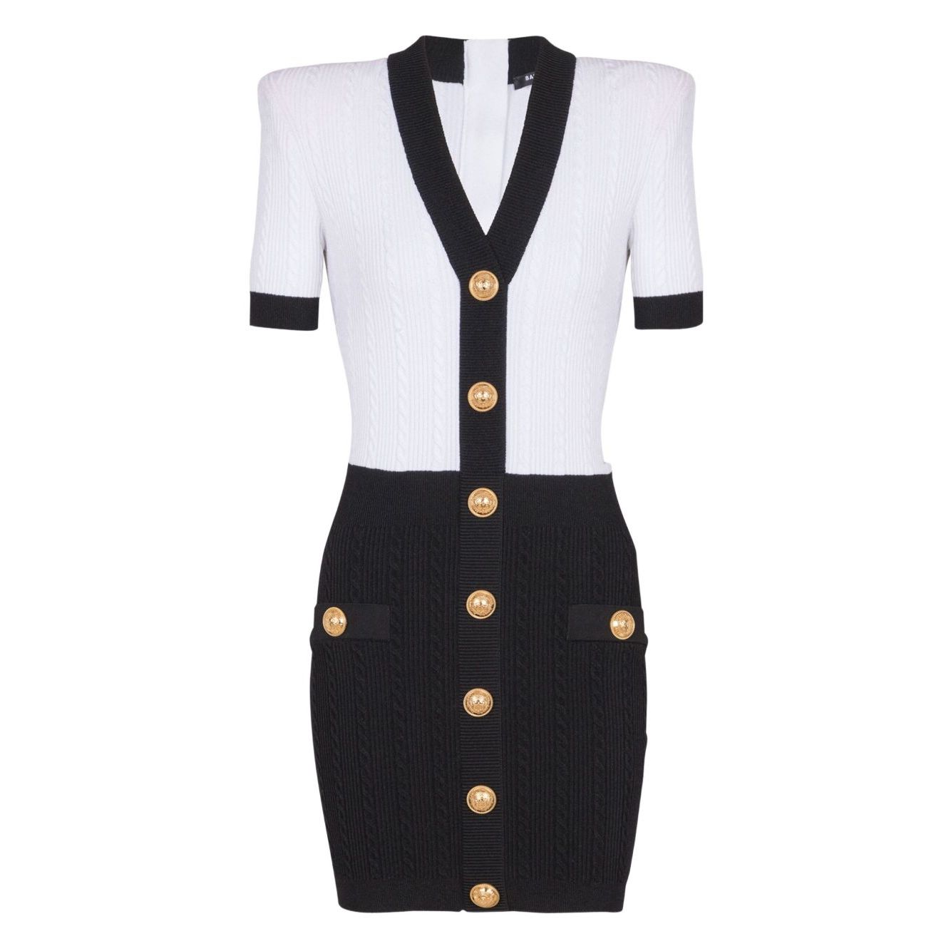 Balmain Two-tone twisted knit bodycon dress