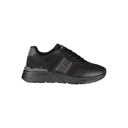 Blauer Black Polyester Mens Sneaker with lace-up design and sleek black hue.