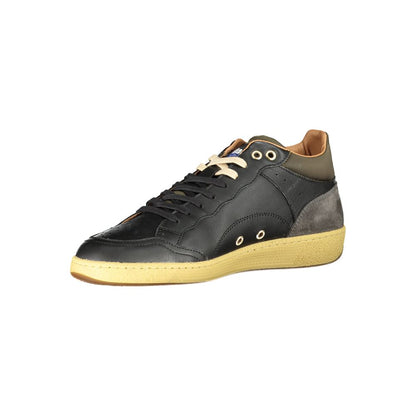 Blauer Black Polyester Sneaker with laces, contrasting details, and logo print. Stylish sports shoe for versatile wear.