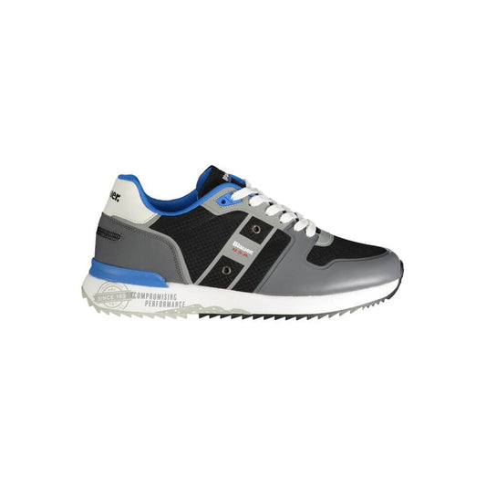 Blauer Gray Polyester Sneaker with laces, contrast details, logo, and print features