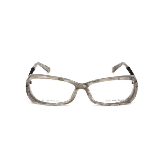 Bottega Veneta Gray Acetate Frames front view with clear lenses and gray acetate material.