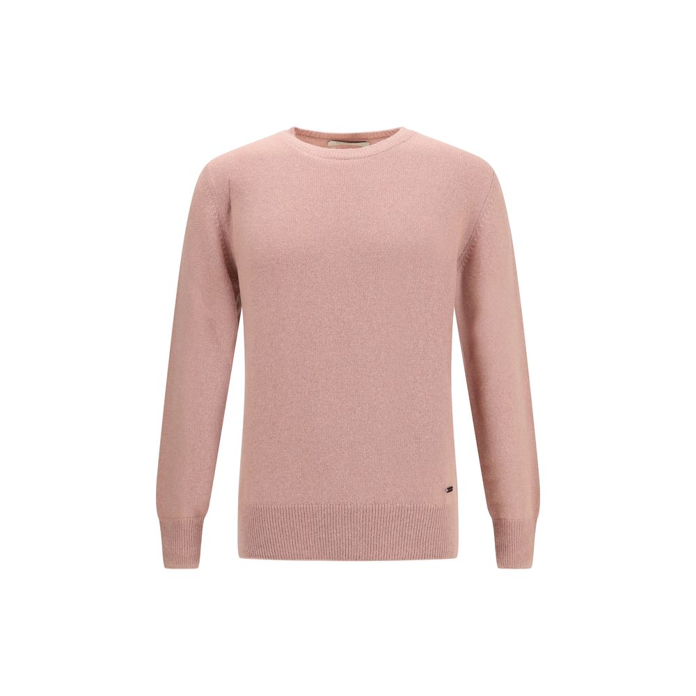 Brooksfield Multicolor Alpaca Vicugna Pacos Sweatshirt, soft pink crew neck with ribbed trim, ideal for cold weather style.