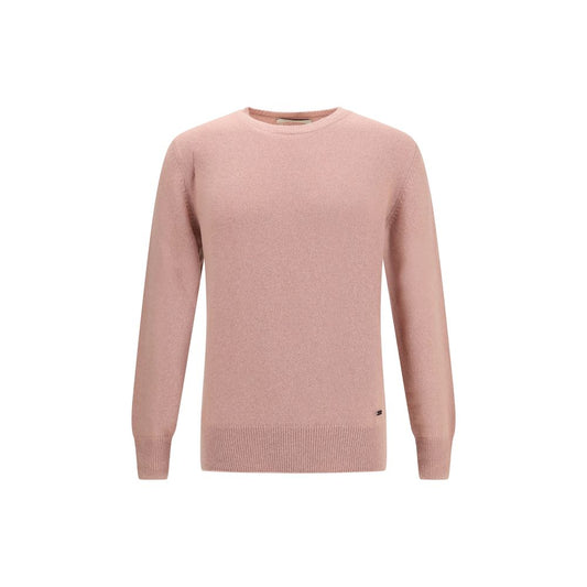 Brooksfield Multicolor Alpaca Vicugna Pacos Sweatshirt, soft pink crew neck with ribbed trim, ideal for cold weather style.