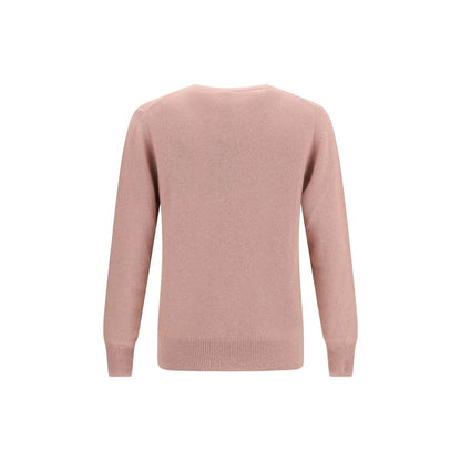 Brooksfield Multicolor Alpaca Vicugna Pacos Sweatshirt, back view featuring a soft pink color with ribbed hem and cuffs for a cozy fit.