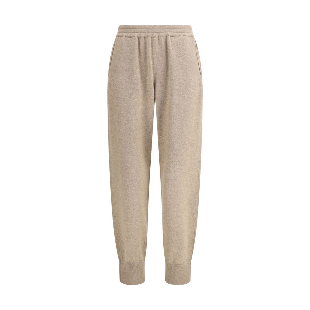 Brunello Cucinelli Beige Cashmere Pants with elastic waistband and side pockets for comfort and sophistication.