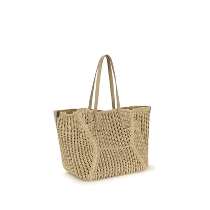 Brunello Cucinelli Beige Raffia Shoulder Bag