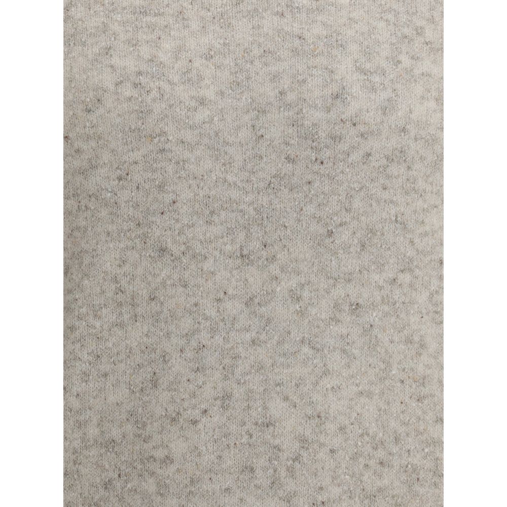 Texture of Brunello Cucinelli Gray Alpaca Vicugna Pacos Sweatshirt featuring mélange pattern and fine alpaca material.