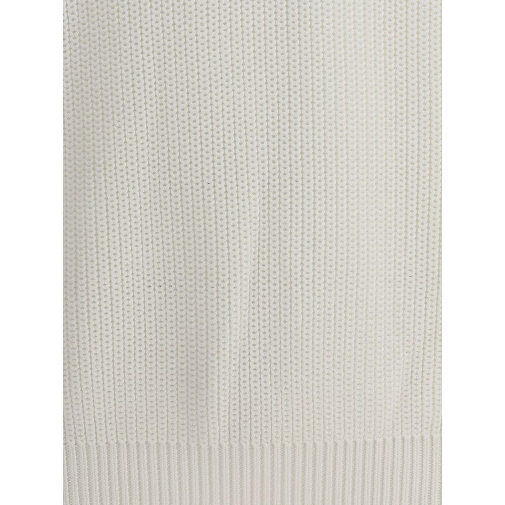 Close-up of Brunello Cucinelli Half english rib Sweater in cotton with ribbed hem detailing