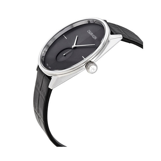 CALVIN KLEIN Mod. ACCENT wristwatch with stainless steel case and leather strap, quartz movement, suitable for men.