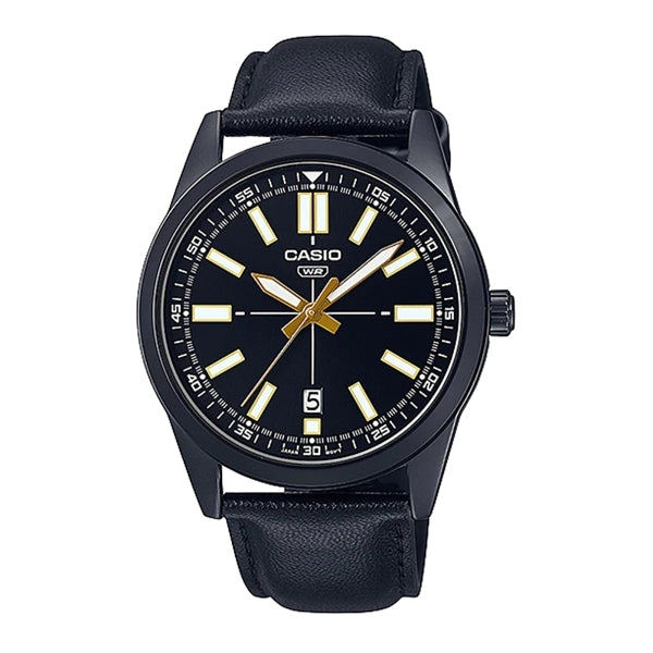 CASIO COLLECTION Mod. CASUAL DATE - LEATHER. FULL BLACK