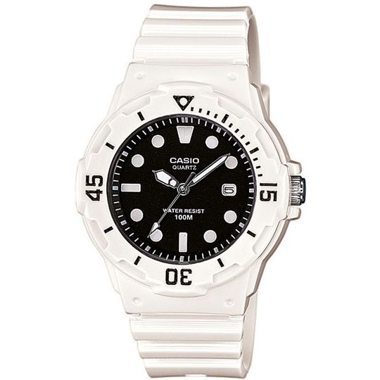 CASIO COLLECTION Mod. LADY DIVER - BLACK, 34mm quartz analog wristwatch with water resistance, resin strap and case, black dial.