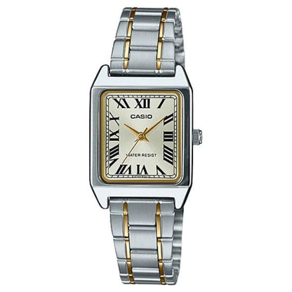 CASIO COLLECTION Mod. LADY TANK. SILVER&GOLD - CHAMPAGNE. METAL ALLOY WATCHES