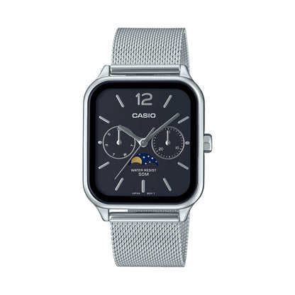 CASIO COLLECTION Mod. MOONPHASES - BLACK MESH WATCHES