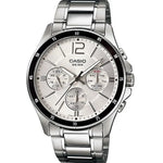 CASIO COLLECTION Mod. MULTIFUNCTION CALENDAR - SILVER wristwatch with stainless steel strap, chronograph, day-date functions, 5 ATM water resistance.