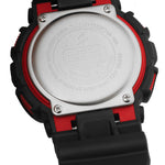 Back view of CASIO G-SHOCK Mod. GS BASIC watch showing water-resistant 20 ATM casing with resin strap and quartz movement.