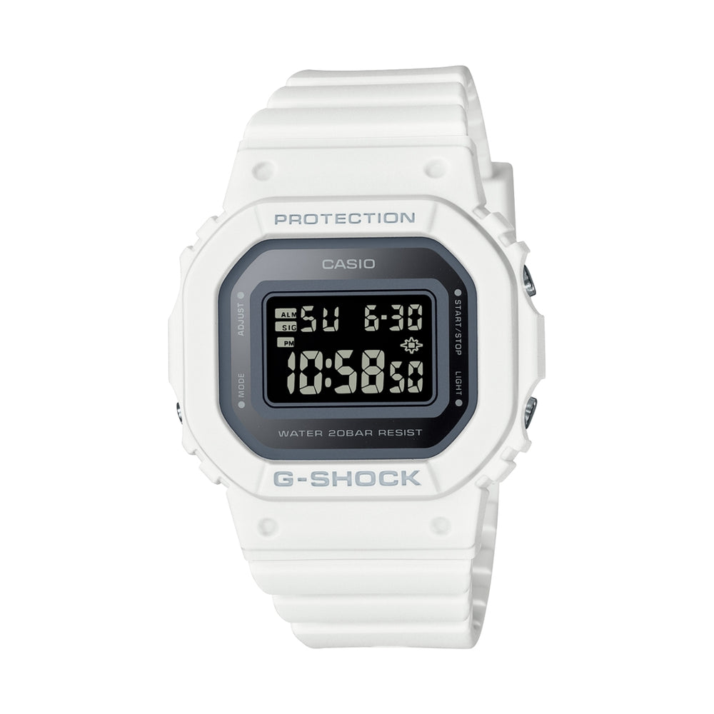CASIO G-SHOCK Mod. THE ORIGIN Small white wristwatch with digital display and multifunction quartz movement.