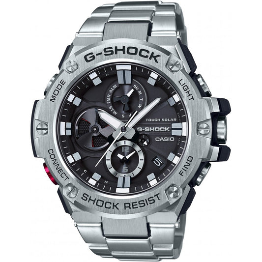 CASIO G-SHOCK WATCHES Mod. GST-B100D-1AER, water resistant solar wristwatch with stainless steel and resin case and mineral dial.