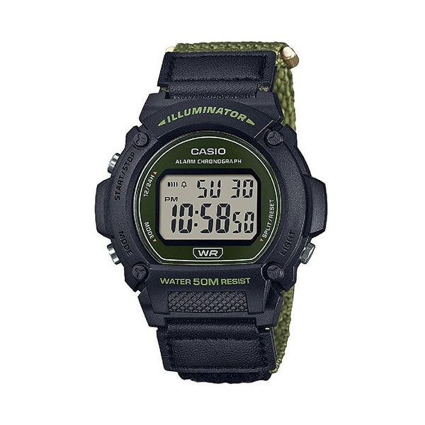 CASIO TIMELESS COLLECTION Mod. SPORT- ILLUMINATOR. WR 50M. ALARM. CHRONOGRAPH - ARMY GREEN - COLORED SERIE WATCHES