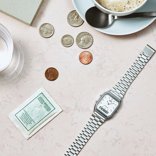 CASIO VINTAGE Mod. EDGY COLLECTION SUNRAY DIAL - SILVER