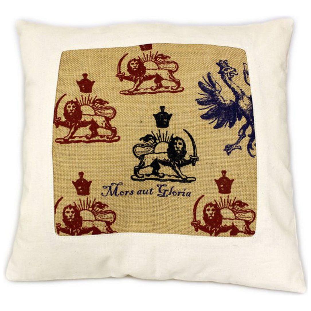 CUSCINI LETTERARI - Copricuscino in Juta lavata / Cotton pillow case  e Juta lavata MORS AUT GLORIA - Size 40x40cm