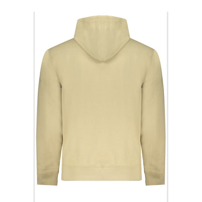 Back view of Calvin Klein Beige Cotton Men Sweater, eco-friendly with brushed finish and iconic logo, showcasing casual elegance.