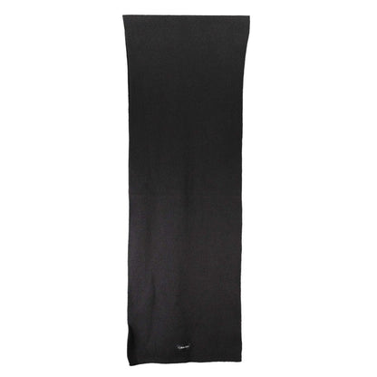 Calvin Klein Black Cotton Scarf with embroidered logo, 30x192 cm, featuring sleek design and premium quality fabric.