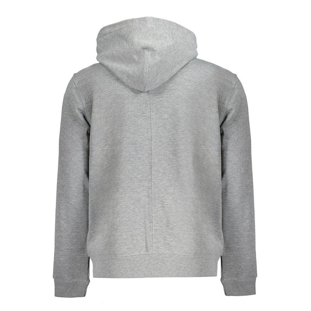 Calvin Klein Gray Polyester Men Sweater, eco-friendly hoodie with bold logo, perfect for casual and workout style, back view.
