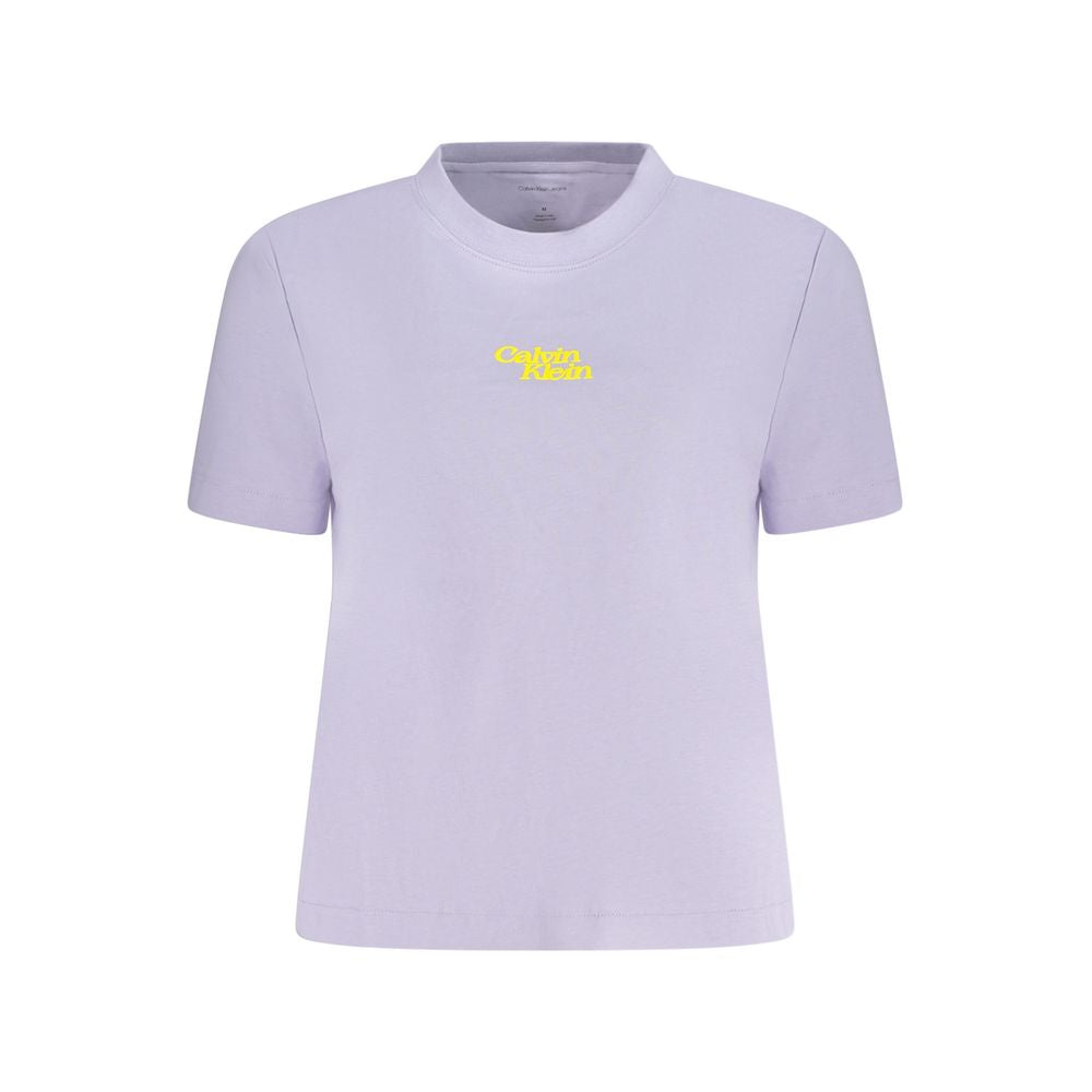 Calvin Klein Purple Cotton Women T-Shirt with logo, crew neck, short sleeves; soft, breathable cotton fabric.