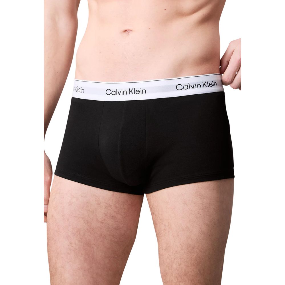 Calvin Klein Underwear Black Cotton Boxer featuring low-rise design and logo waistband for men.
