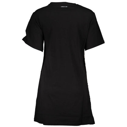 Back view of Cavalli Class Black Cotton Women Dress displaying chic modern style.