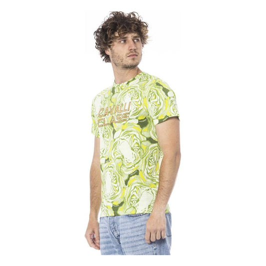 Cavalli Class Green Cotton Men T-Shirt 1728,67345744032,Cavalli Class,Clothing,Green,L,M,Men,Men - Clothing,New with tags,T-Shirts - Men - Clothing Cavalli Class CA-24344-M