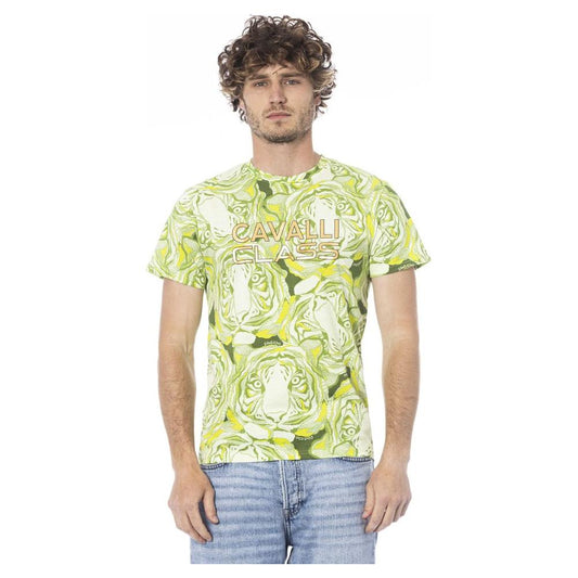 Cavalli Class Green Cotton Men T-Shirt 1728,67345744032,Cavalli Class,Clothing,Green,L,M,Men,Men - Clothing,New with tags,T-Shirts - Men - Clothing Cavalli Class CA-24344-M