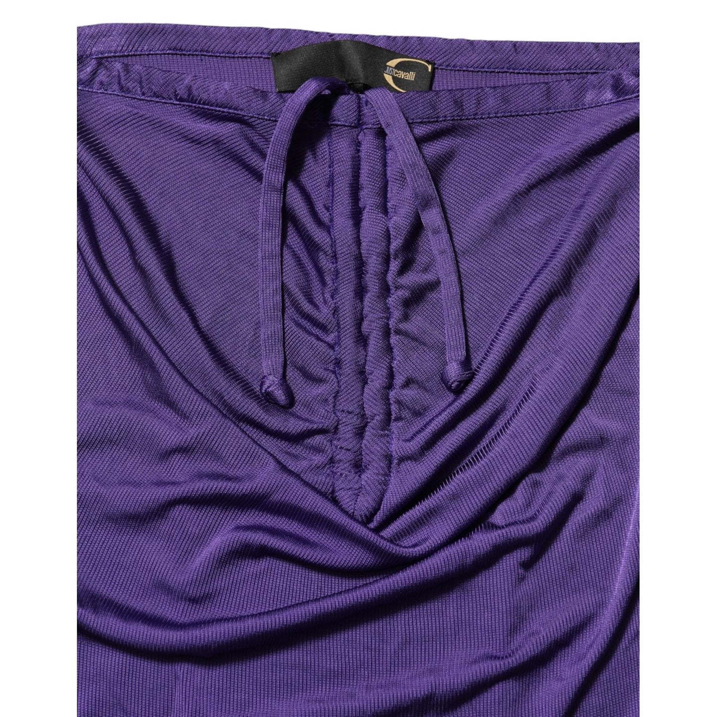 Cavalli Class Purple Viscose Elastane Strapless Bodycon Dress