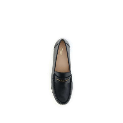 Chloé Black Calf Leather Bos Taurus Slip-On Loafers
