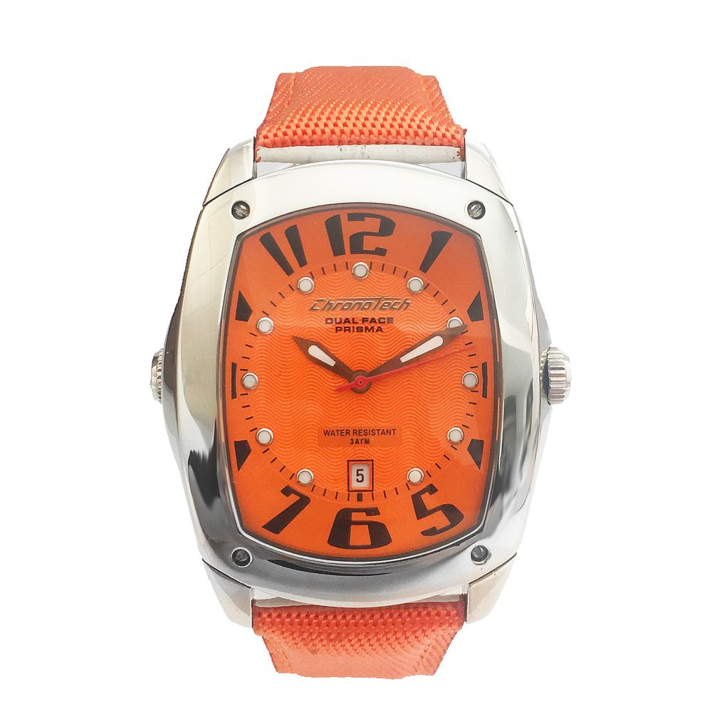 Chronotech Orange Leather Dress Watch