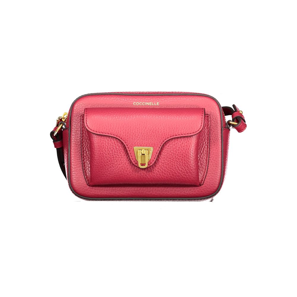 Coccinelle Red Leather Women Handbag with chic adjustable shoulder strap and streamlined rotary closure
