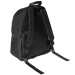 Comme Des Fuckdown Black Polyester Backpack with adjustable shoulder straps, rear view, featuring a durable design.