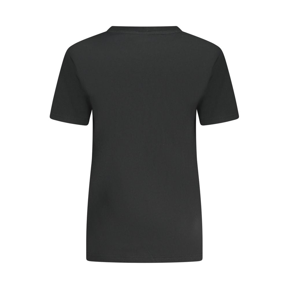 Back view of Converse Black Cotton Women T-Shirt showing slim fit crew neck design, perfect for casual chic style.