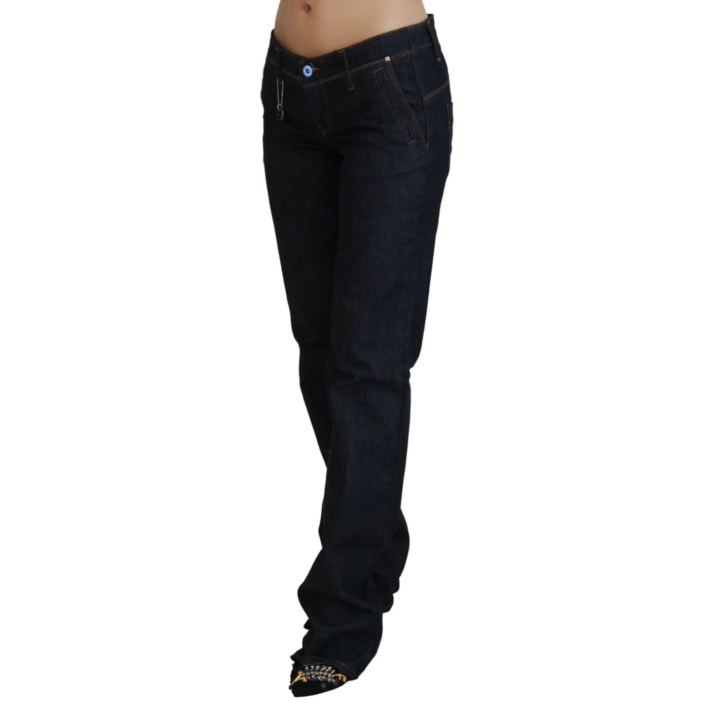 Costume National Blue Low Waist Straight Denim Pants Jeans