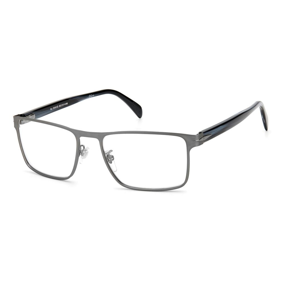 David Beckham Gray Metal Frames with rectangular lenses and sleek design in dark ruthenium finish, perfect for a stylish modern look.